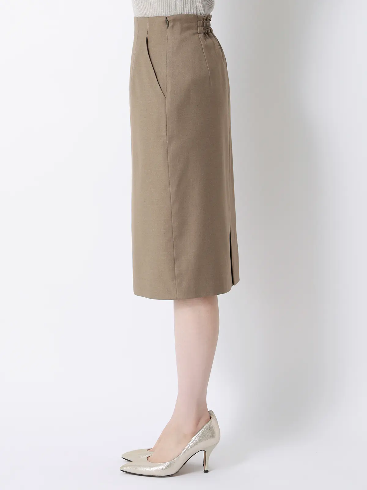 タイトスカート／Carreman／ウォッシャブル／接触冷感／TRストレッチ／無地 ベージュ 36(7号）