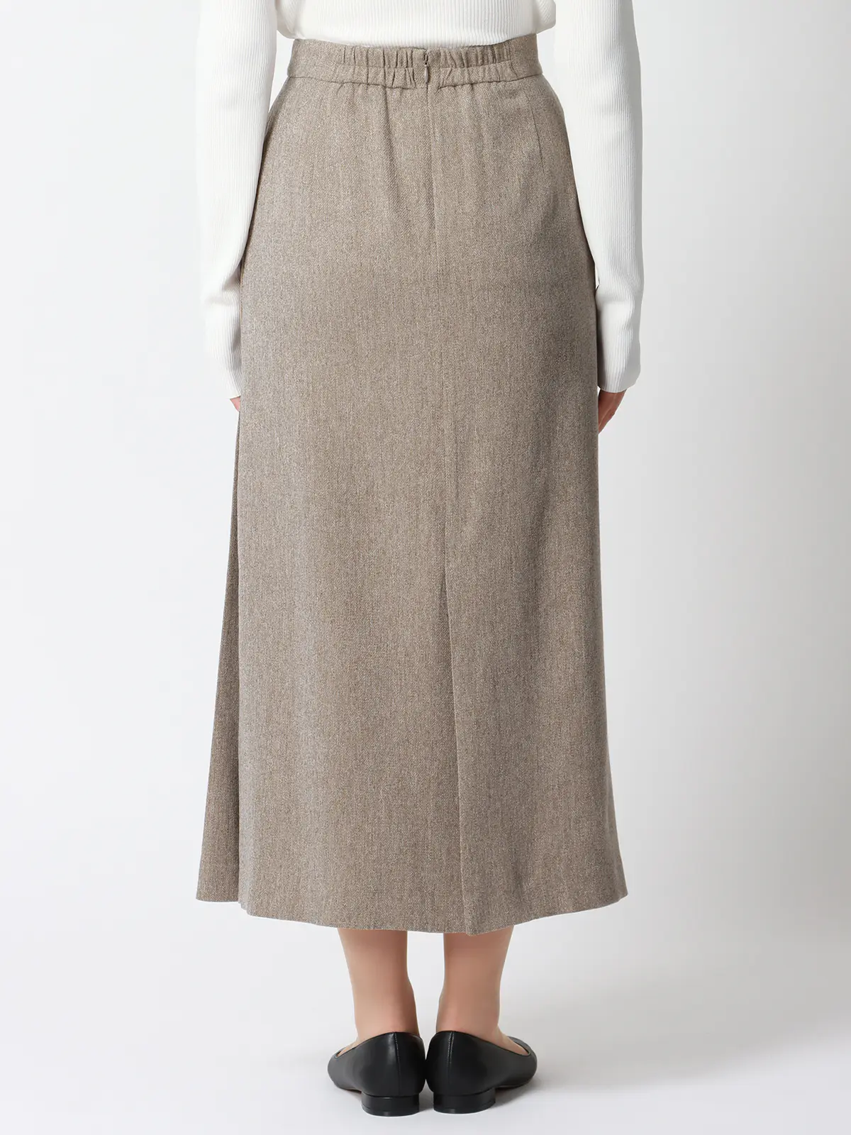 CHANTOWA/サイドタックスカート/ウォッシャブル/ツイードライクシャンブレー/織柄 ベージュ 36(7号)