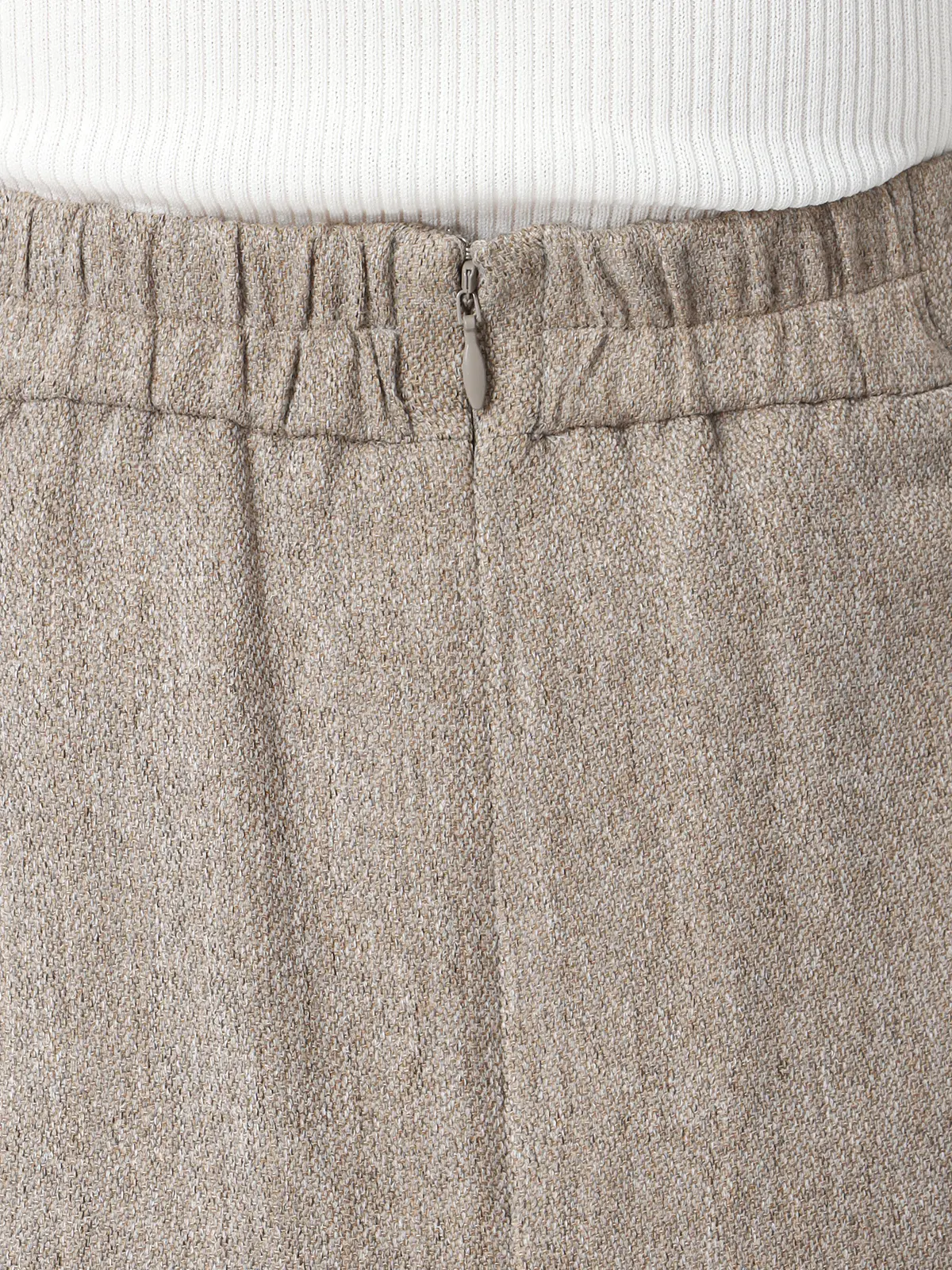 CHANTOWA/サイドタックスカート/ウォッシャブル/ツイードライクシャンブレー/織柄 ベージュ 36(7号)