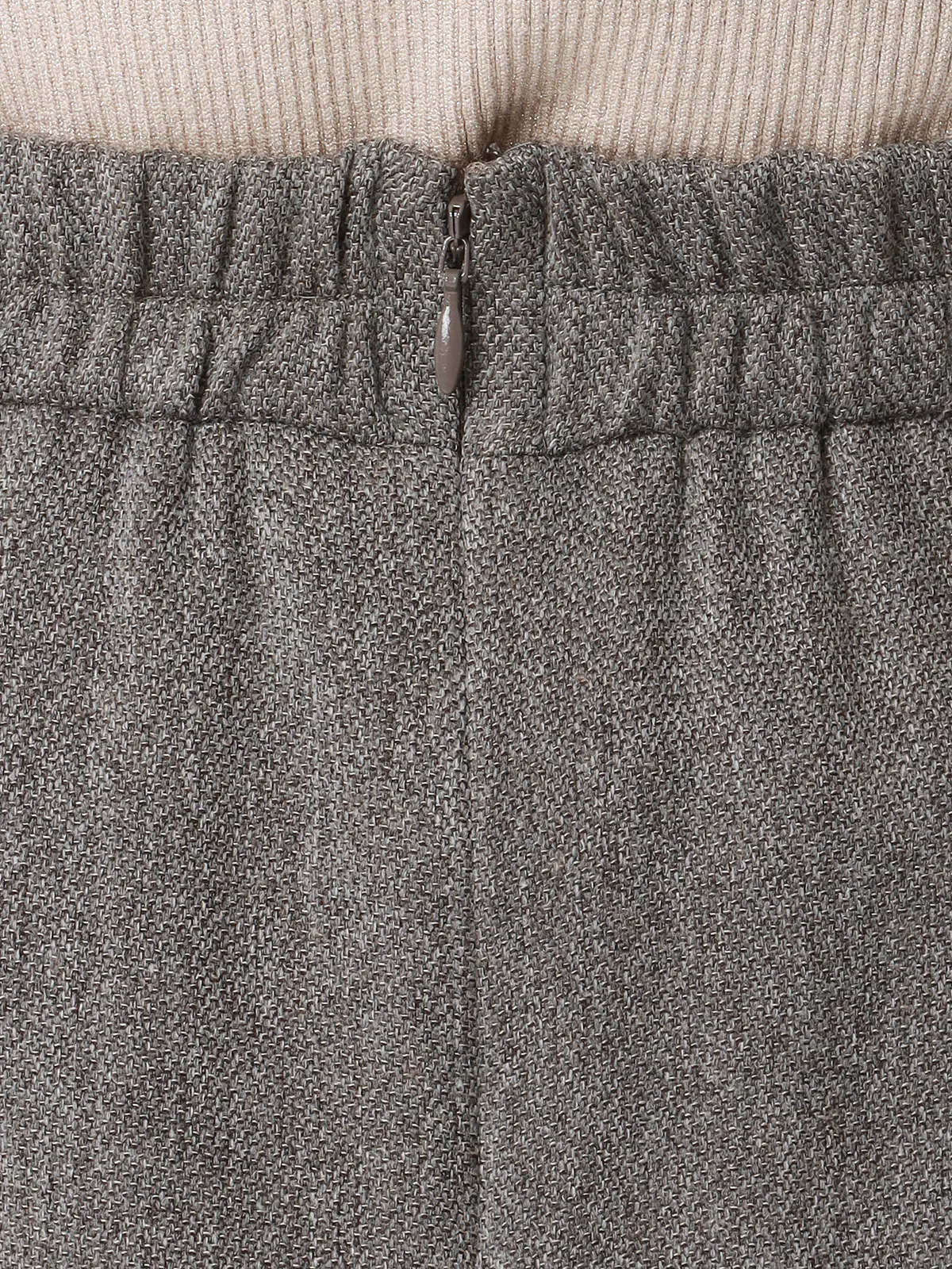 CHANTOWA/サイドタックスカート/ウォッシャブル/ツイードライクシャンブレー/織柄 グレー 36(7号)