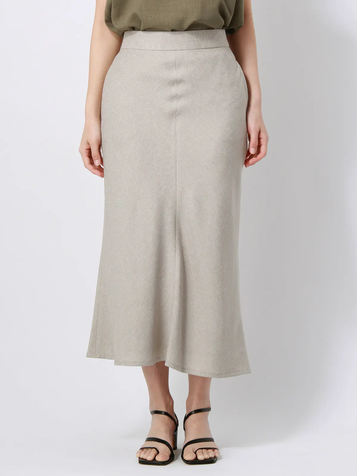 【訳アリ商品】フレアスカート/ウォッシャブル/抗菌/防臭/スラブオックスストレッチ/無地 ベージュ 38(9号)