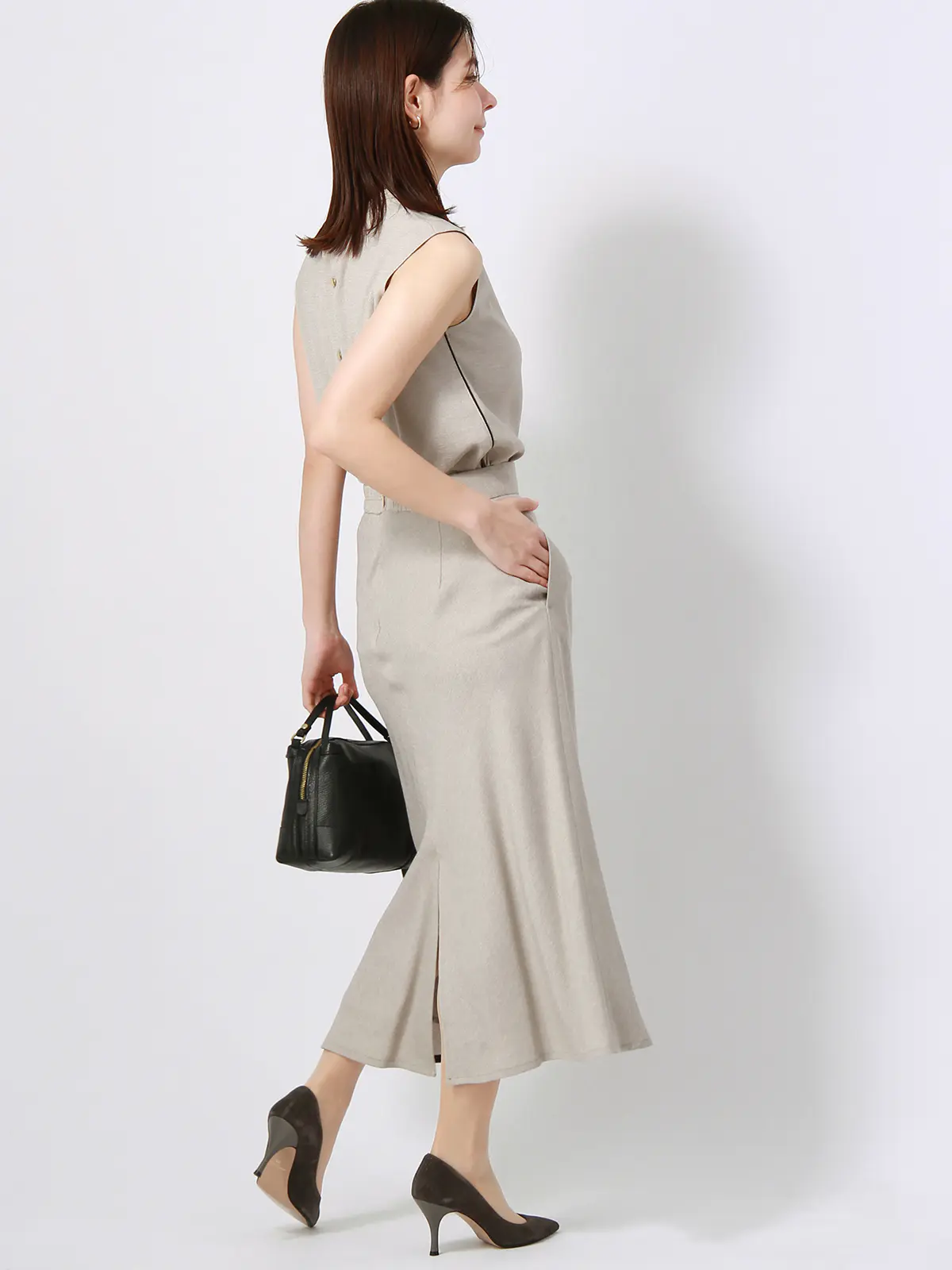 【訳アリ商品】フレアスカート/ウォッシャブル/抗菌/防臭/スラブオックスストレッチ/無地 ベージュ 38(9号)
