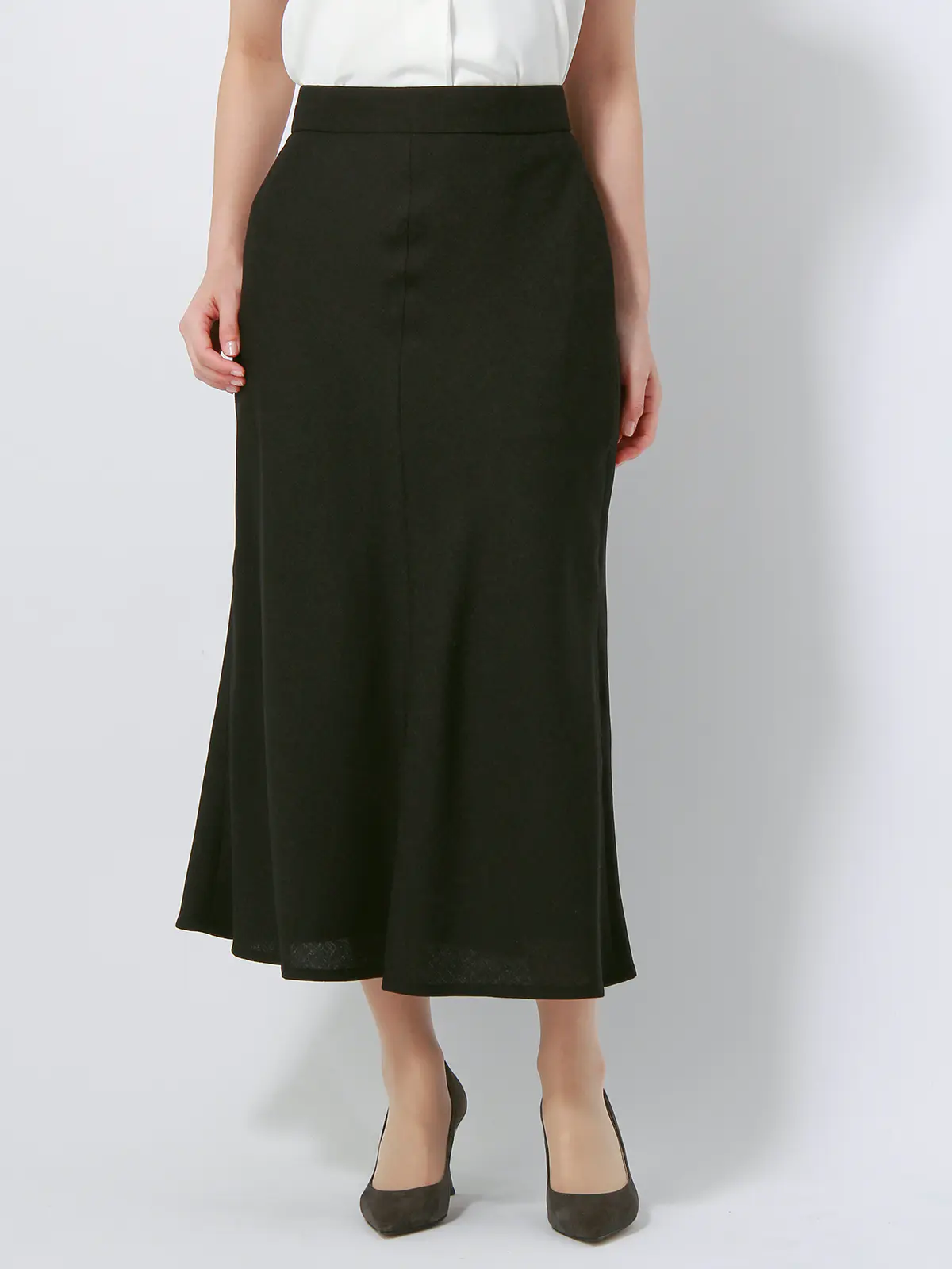 【訳アリ商品】フレアスカート/ウォッシャブル/抗菌/防臭/スラブオックスストレッチ/無地 ブラック 38(9号)