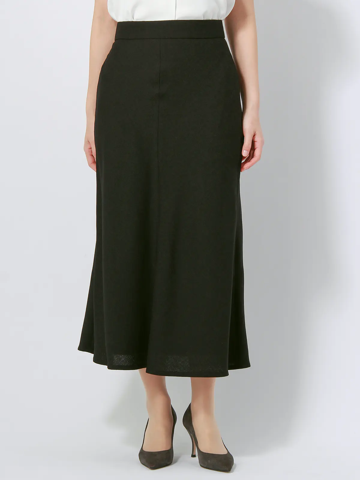 【訳アリ商品】フレアスカート/ウォッシャブル/抗菌/防臭/スラブオックスストレッチ/無地 ブラック 38(9号)