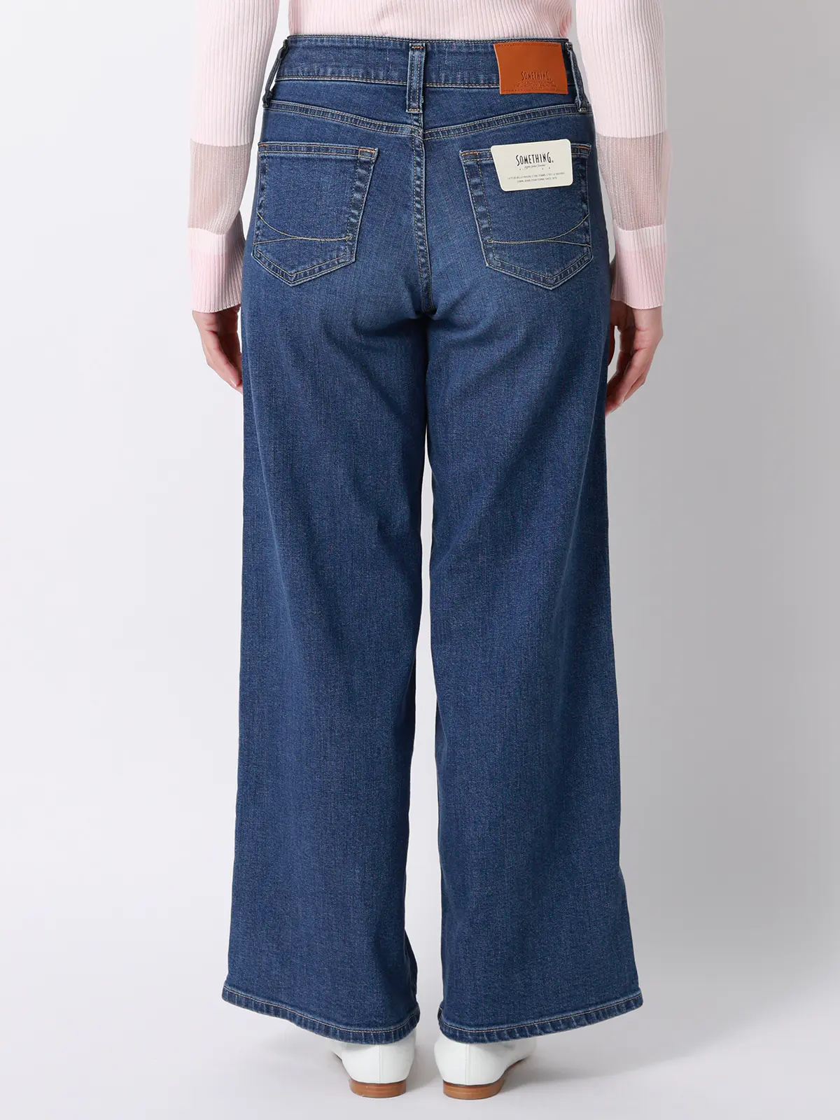 セミワイドデニム／SOMETHING／LISA／ウォッシャブル／コットンデニム／無地 ブルー S