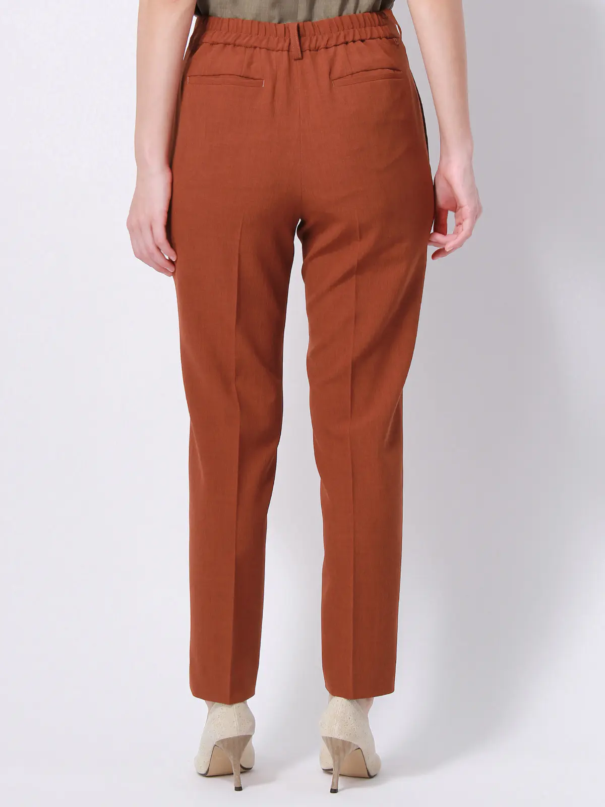 【訳アリ商品】テーパードパンツ/ウォッシャブル/抗菌/防臭/撥水/リネンライク/無地 オレンジ 36(7号)