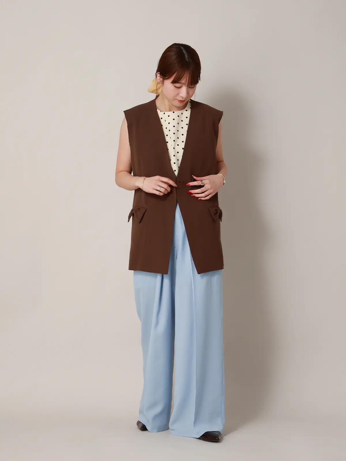 【2／23　23:59までWEB先行販売中】CIS．／タックワイドパンツ／無地 サックス 34(5号）