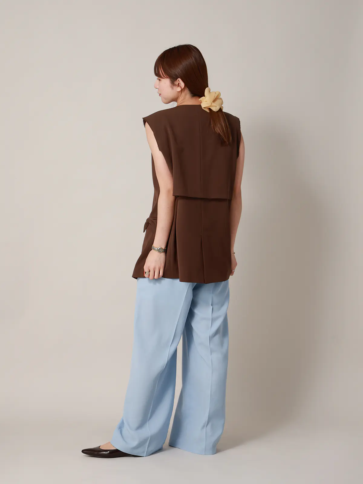 【2／23　23:59までWEB先行販売中】CIS．／タックワイドパンツ／無地 サックス 34(5号）