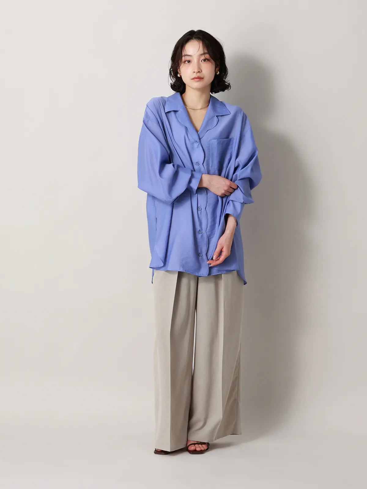 【2／23　23:59までWEB先行販売中】CIS．／タックワイドパンツ／無地 ベージュ 34(5号）