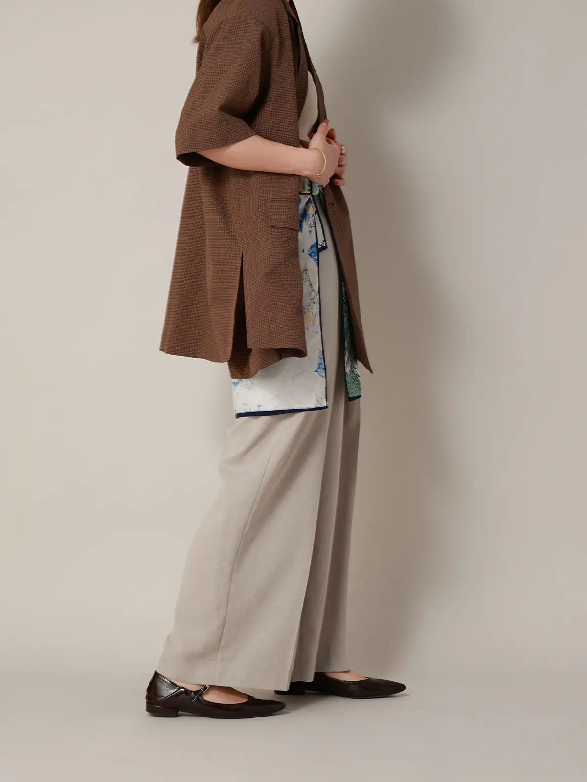 【2／23　23:59までWEB先行販売中】CIS．／タックワイドパンツ／無地 ベージュ 34(5号）