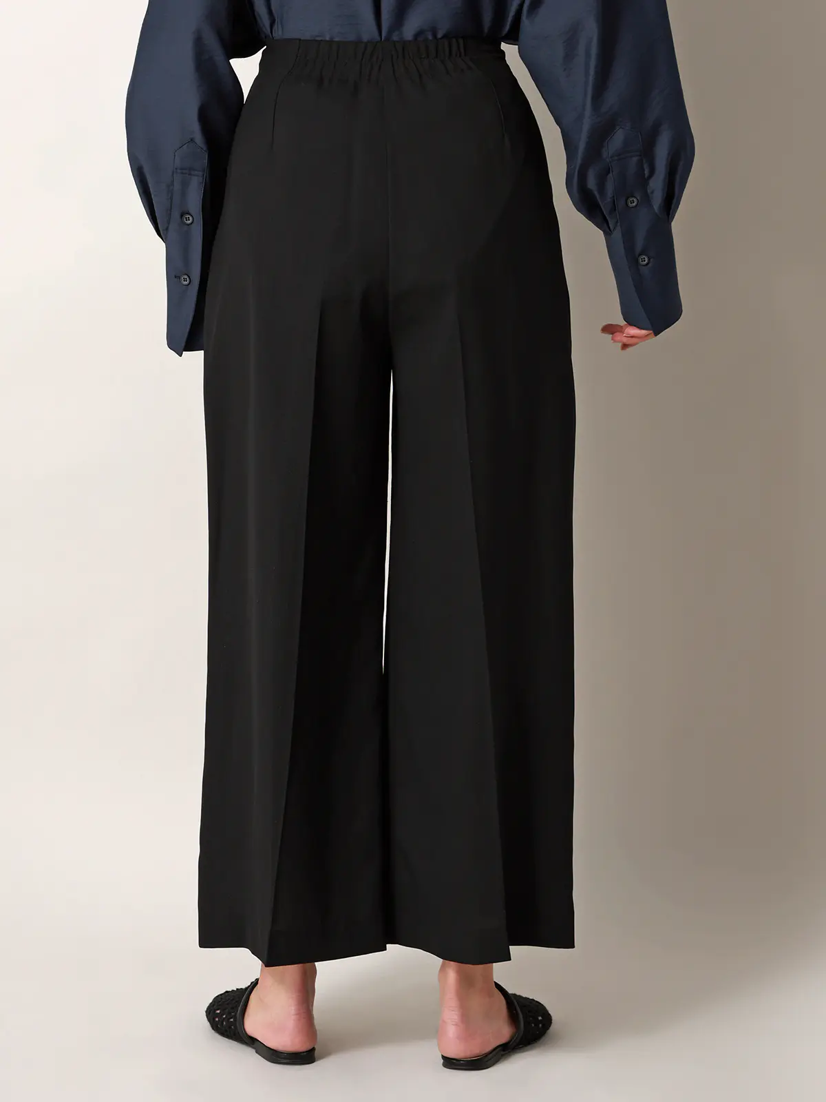 【2／23　23:59までWEB先行販売中】CIS．／タックワイドパンツ／無地 ブラック 34(5号）