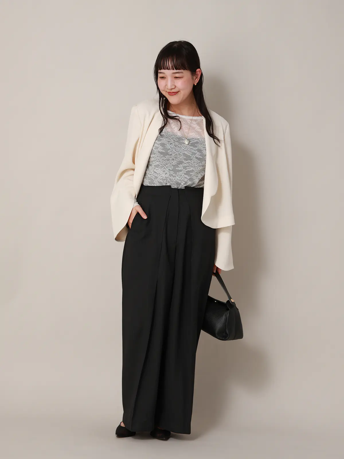 【2／23　23:59までWEB先行販売中】CIS．／タックワイドパンツ／無地 ブラック 34(5号）