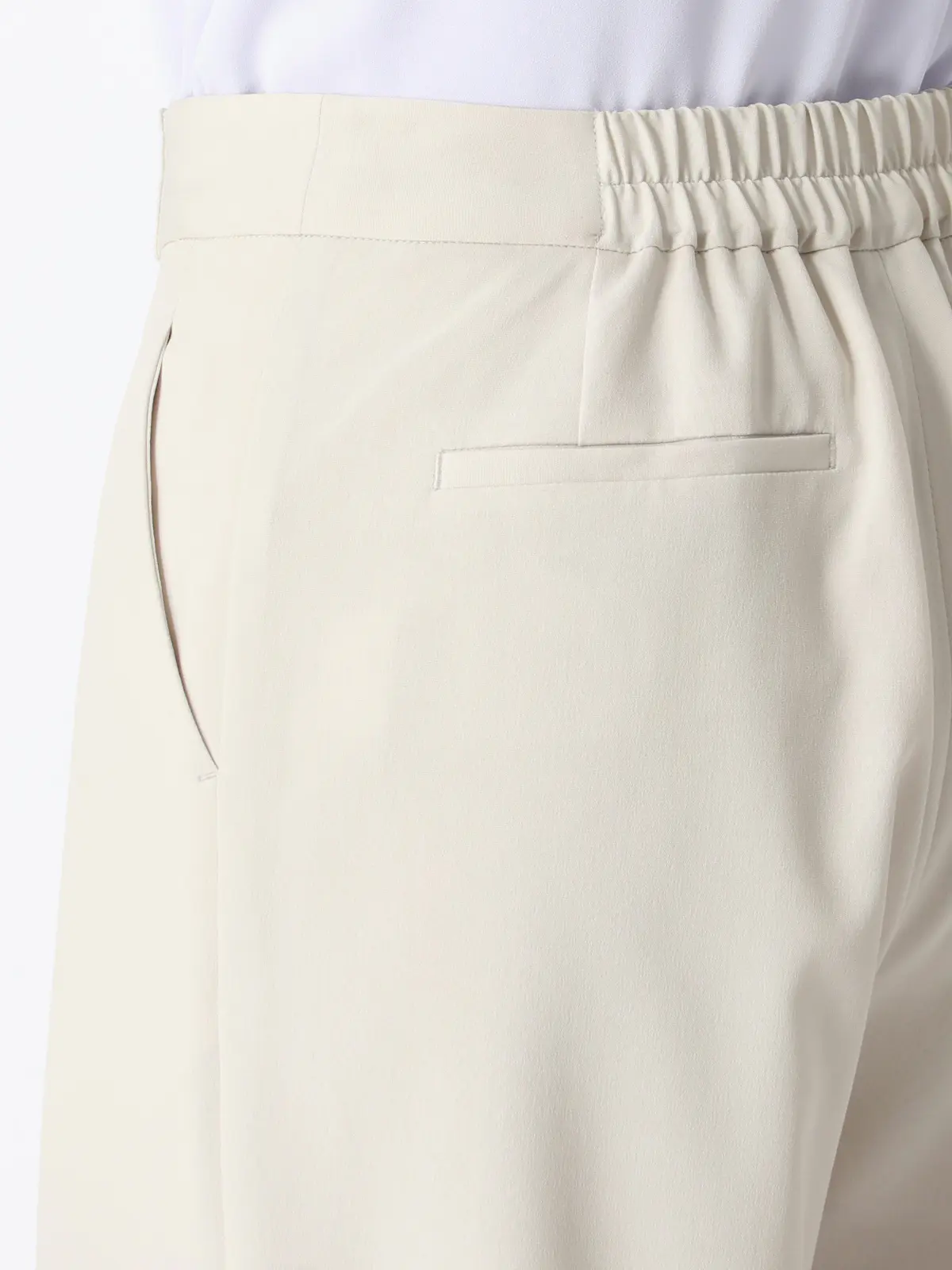 CHANTOWA／タックワイドパンツ／ウォッシャブル／接触冷感／リネンライクポリエステル／無地 オフホワイト 36(7号）