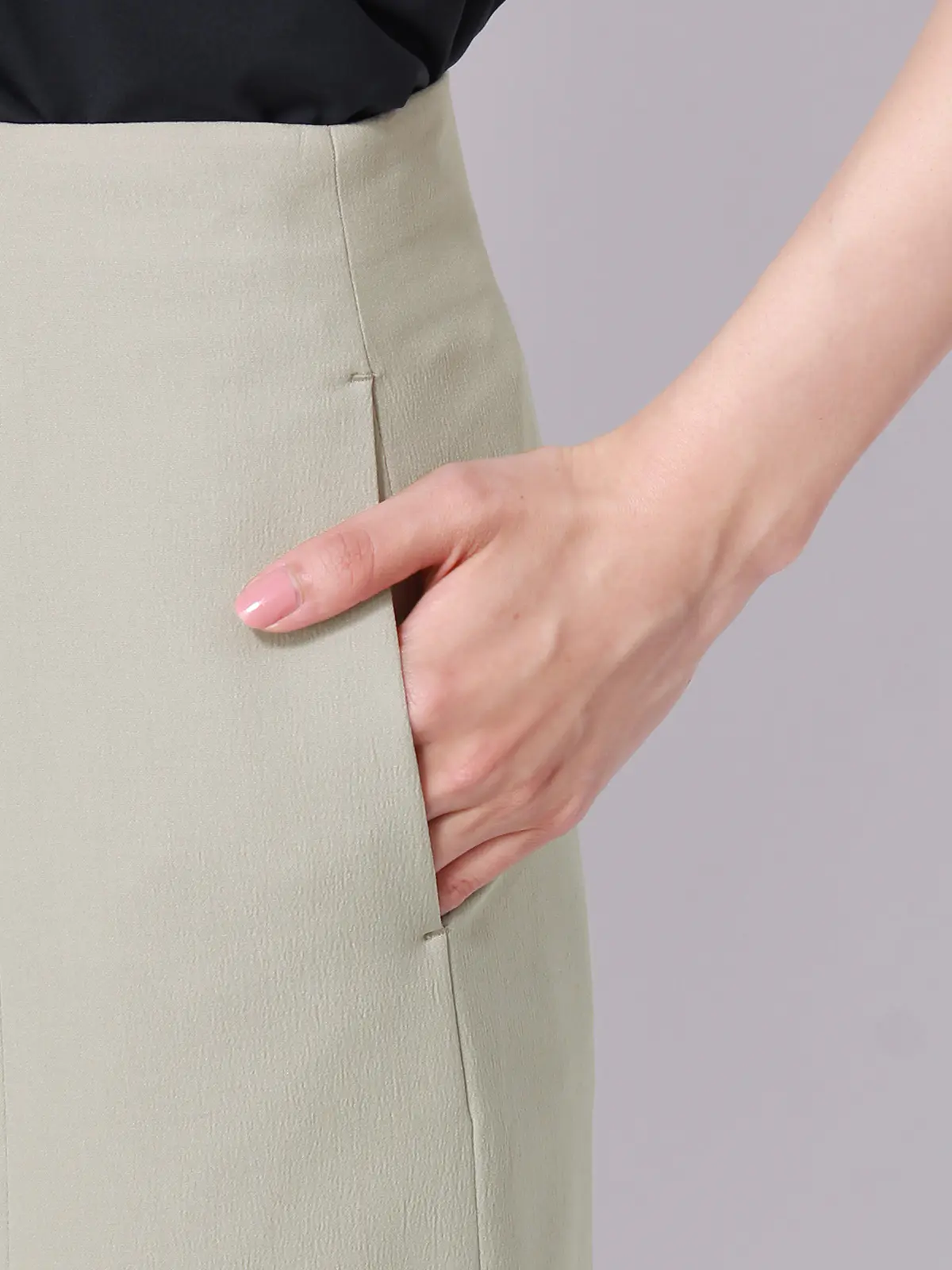 【訳アリ商品】フレアスカート／ウォッシャブル／抗菌／防臭／撥水／リネンライク／無地 ベージュ 36(7号）