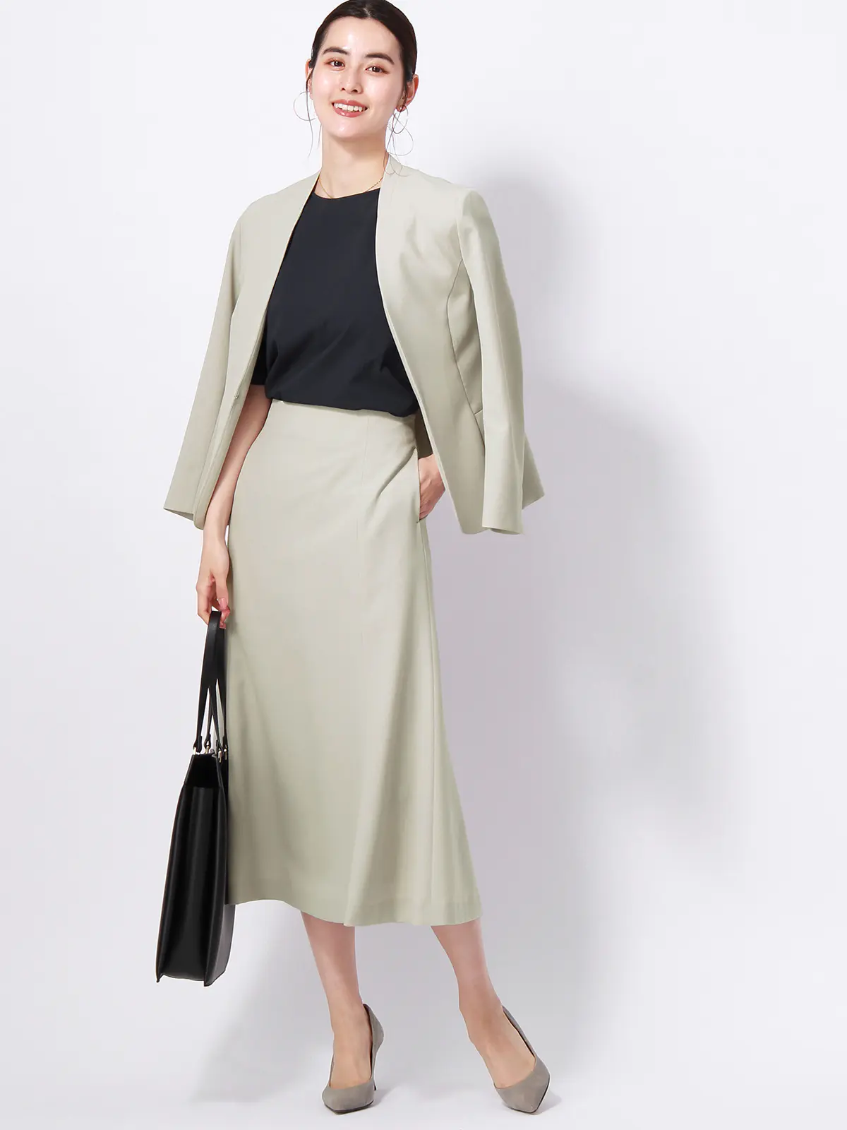 【訳アリ商品】フレアスカート／ウォッシャブル／抗菌／防臭／撥水／リネンライク／無地 ベージュ 36(7号）