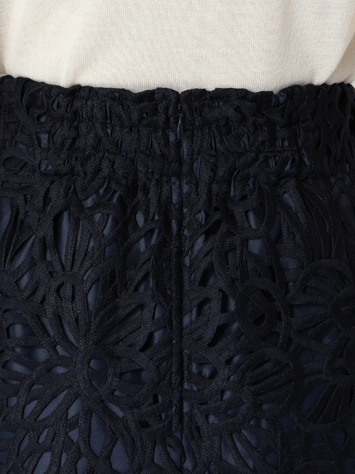 フラワーレースタイトスカート／ハンドウォッシュ／ポリエステル／anysy ネイビー 36(7号）