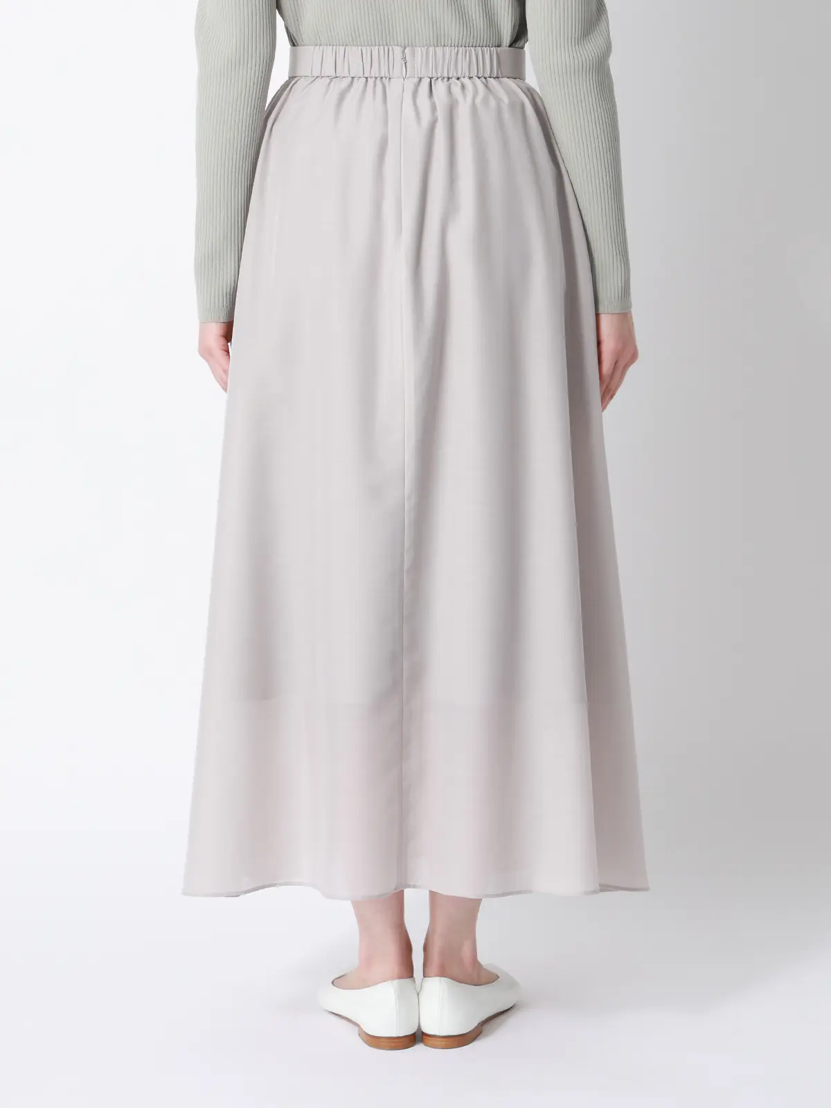 CHANTOWA／シアーフレアスカート／ハンドウォッシュ／シアースパンローン／無地 Lベージュ 36(7号）