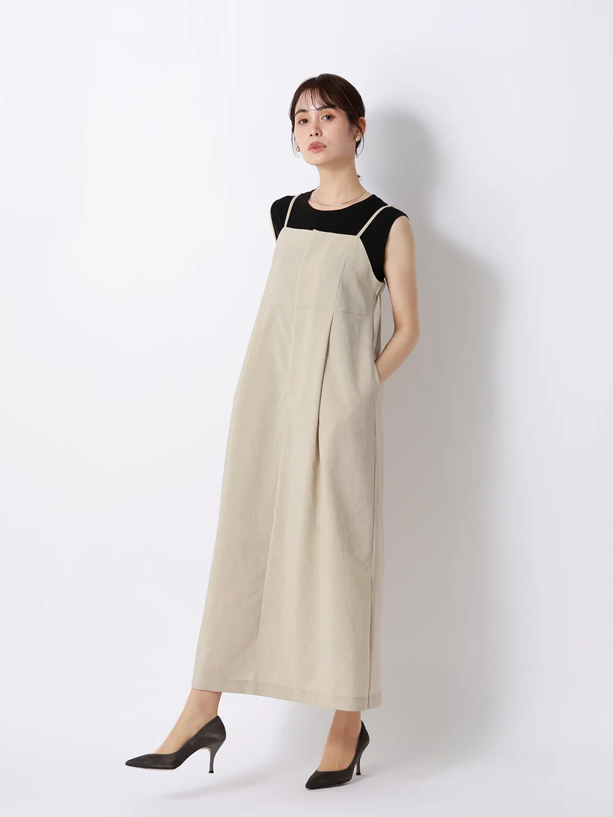 キャミワンピース／ウォッシャブル／UVカット／BREEZE COOL／無地／BIYORI UP ベージュ 38(9号）