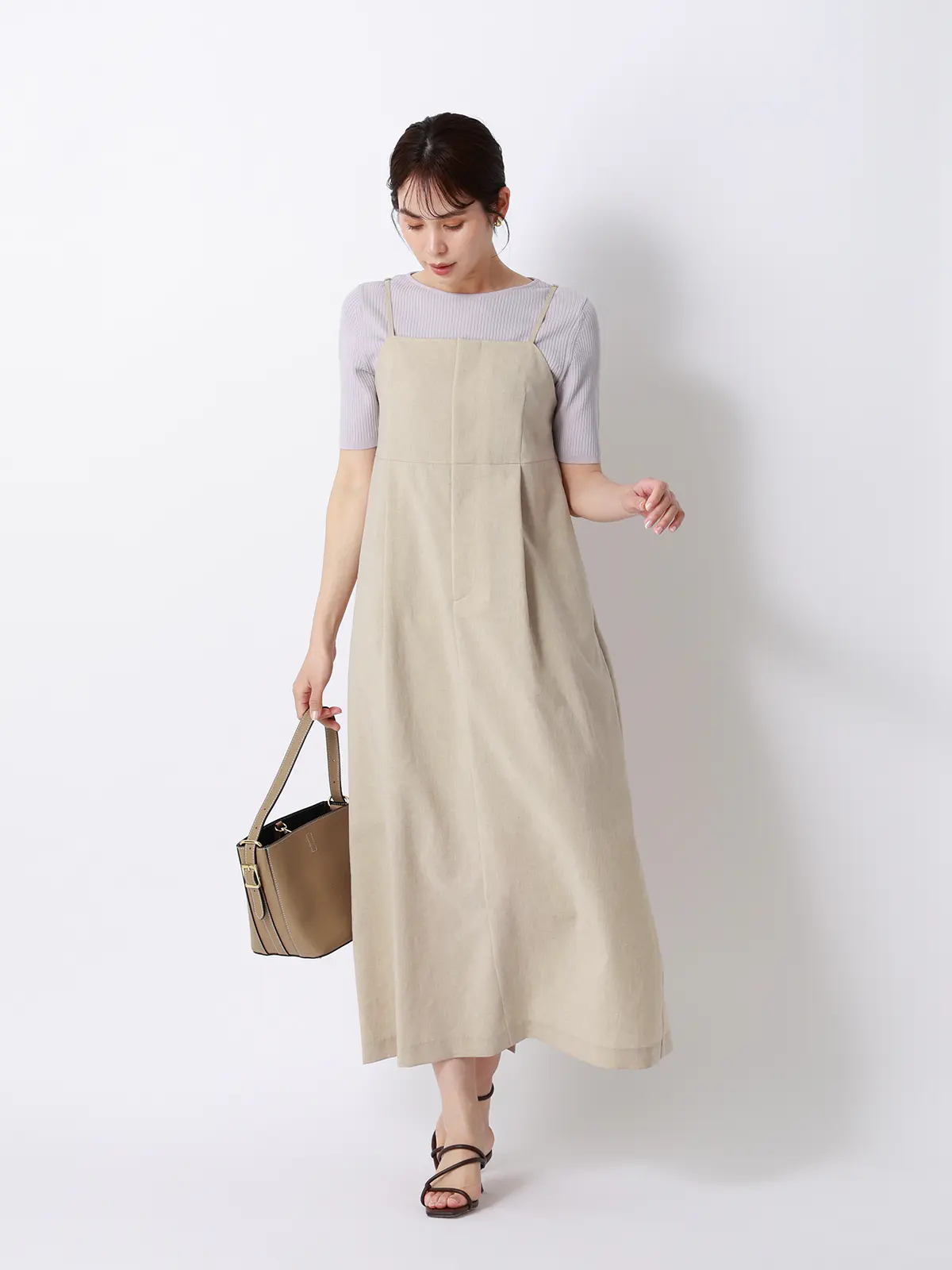 キャミワンピース／ウォッシャブル／UVカット／BREEZE COOL／無地／BIYORI UP ベージュ 38(9号）