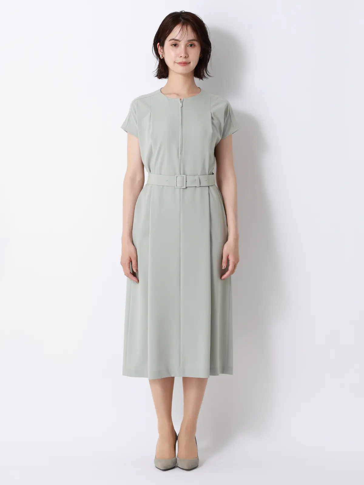 WEB限定／クルーネックワンピース／ウォッシャブル／ストレッチ／撥水／UVカット／BIYORI UP ミント 38(9号）
