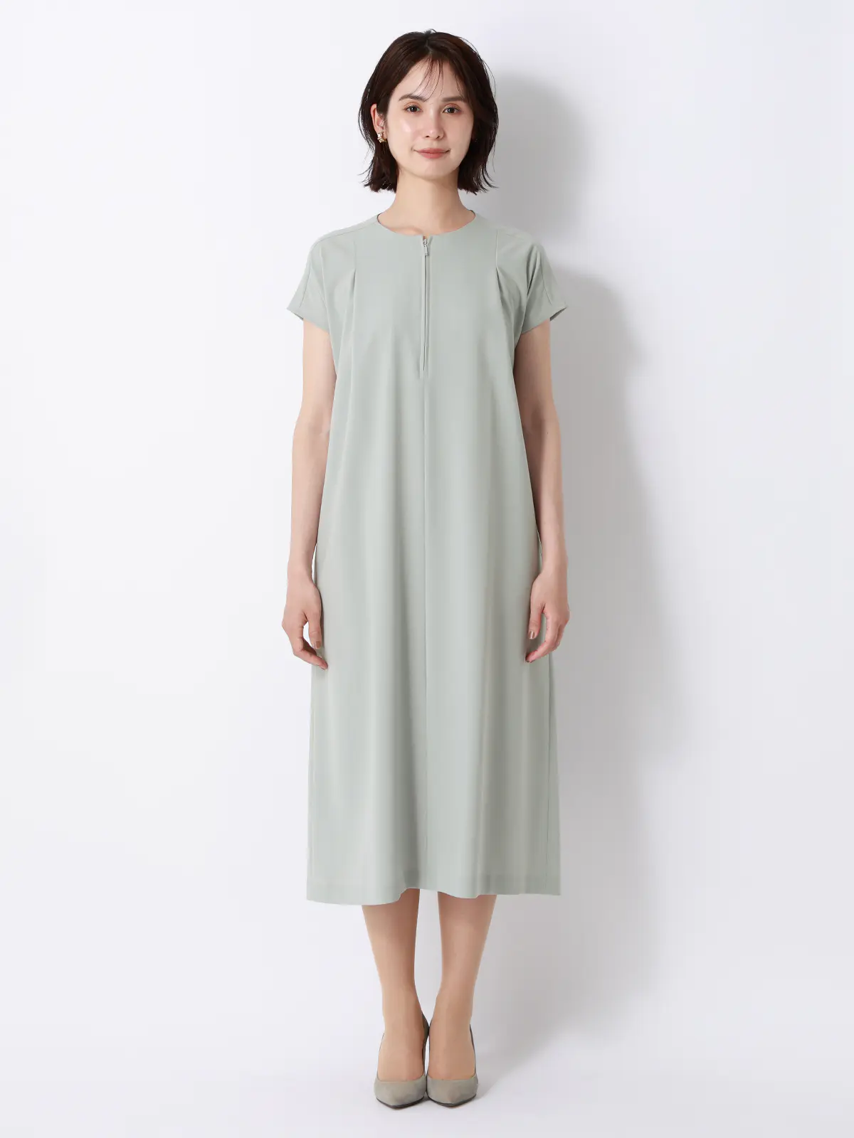 WEB限定／クルーネックワンピース／ウォッシャブル／ストレッチ／撥水／UVカット／BIYORI UP ミント 38(9号）