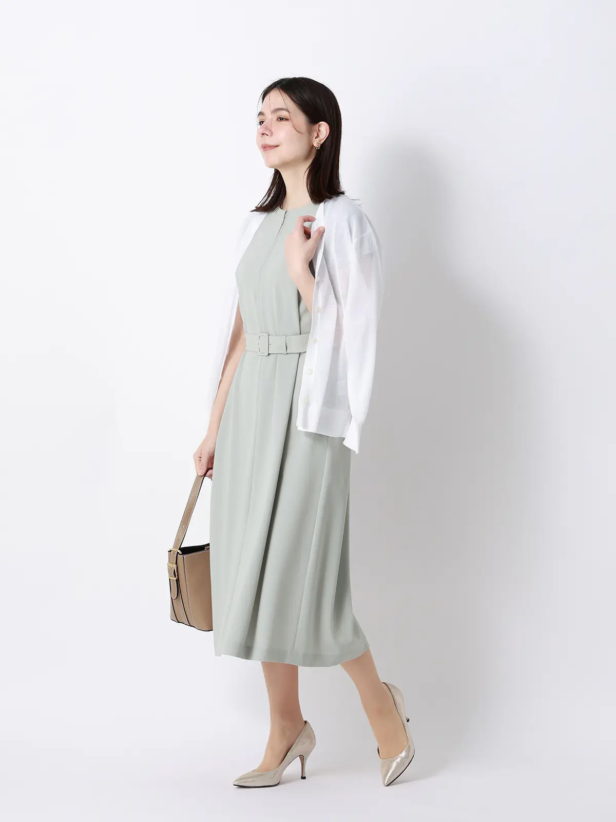 WEB限定／クルーネックワンピース／ウォッシャブル／ストレッチ／撥水／UVカット／BIYORI UP ミント 38(9号）