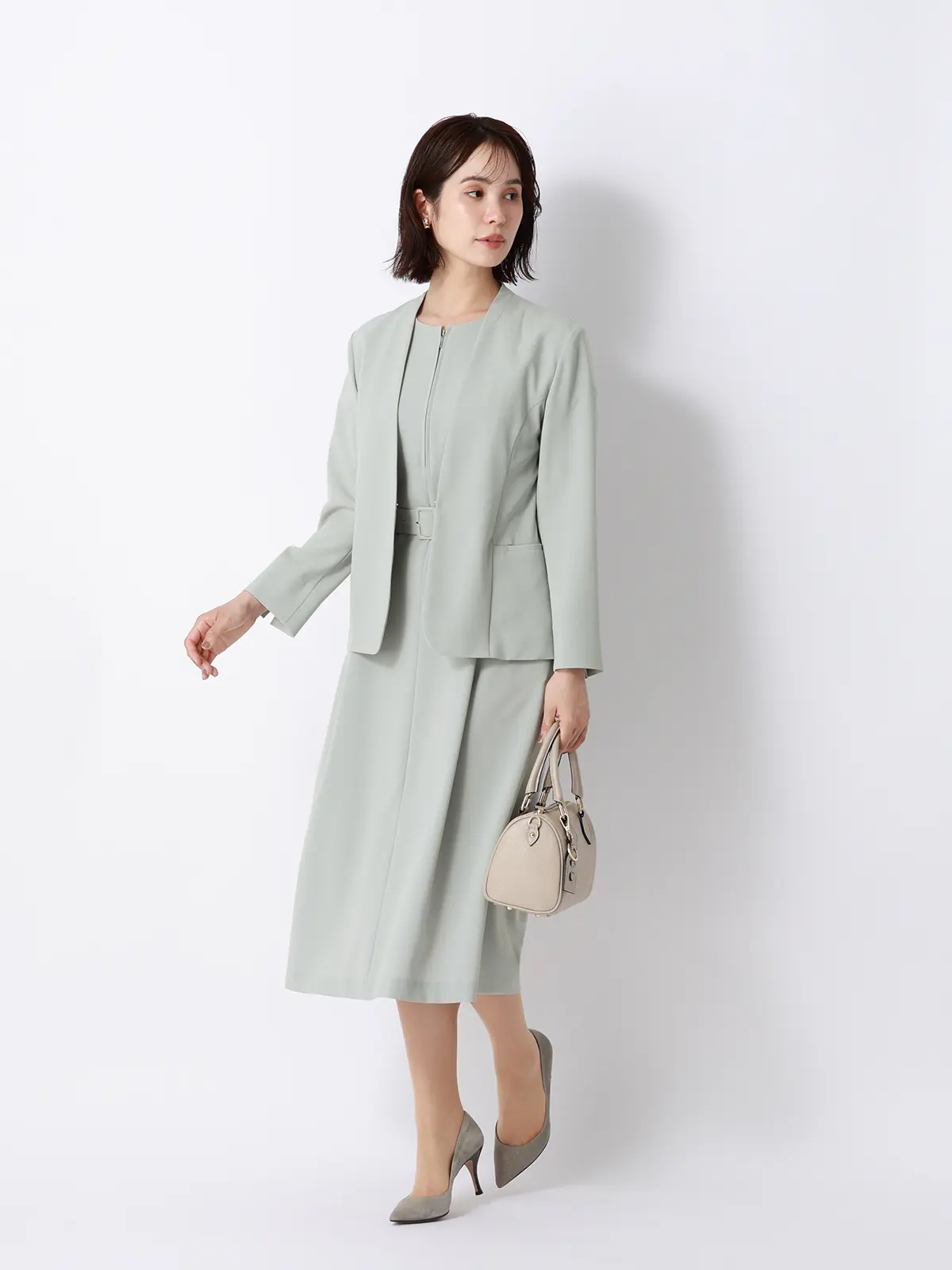 WEB限定／クルーネックワンピース／ウォッシャブル／ストレッチ／撥水／UVカット／BIYORI UP ミント 38(9号）