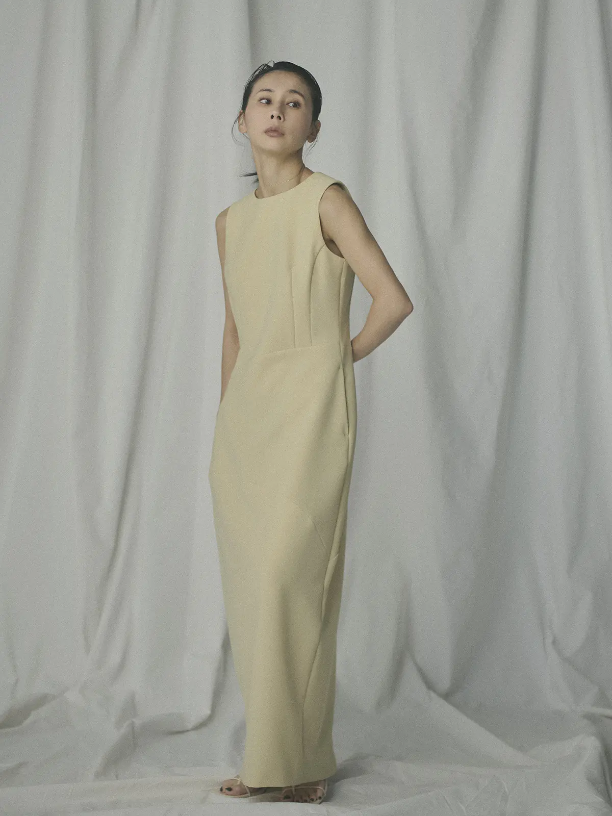 【2／23　23:59までWEB先行販売中】CIS．／アシンメトリックドレス イエロー 34(5号）