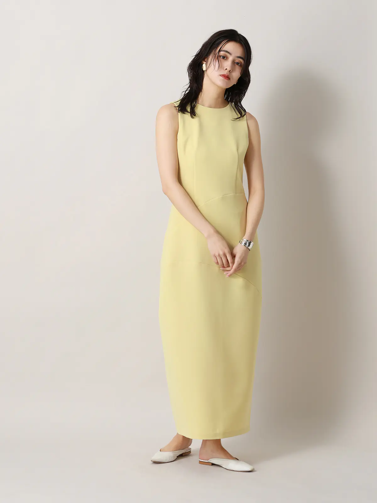【2／23　23:59までWEB先行販売中】CIS．／アシンメトリックドレス イエロー 34(5号）