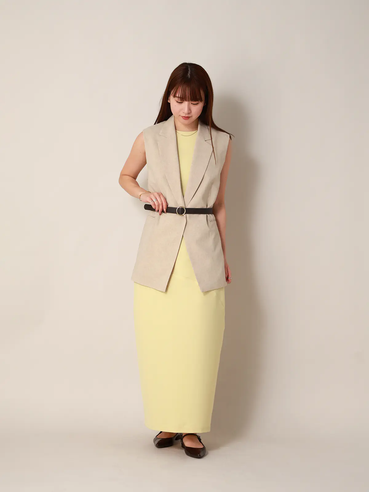 【2／23　23:59までWEB先行販売中】CIS．／アシンメトリックドレス イエロー 34(5号）