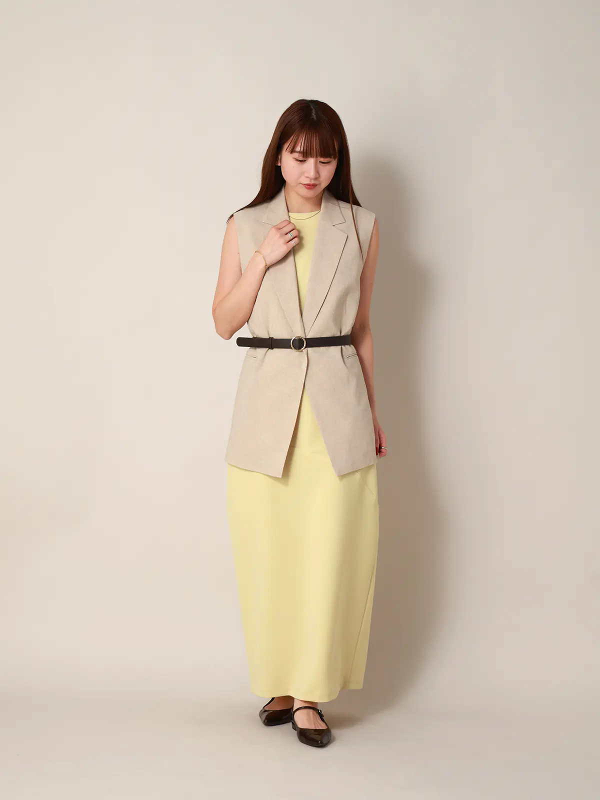 【2／23　23:59までWEB先行販売中】CIS．／アシンメトリックドレス イエロー 34(5号）