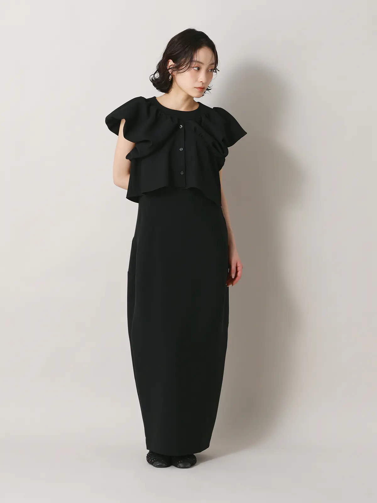 【2／23　23:59までWEB先行販売中】CIS．／アシンメトリックドレス ブラック 34(5号）