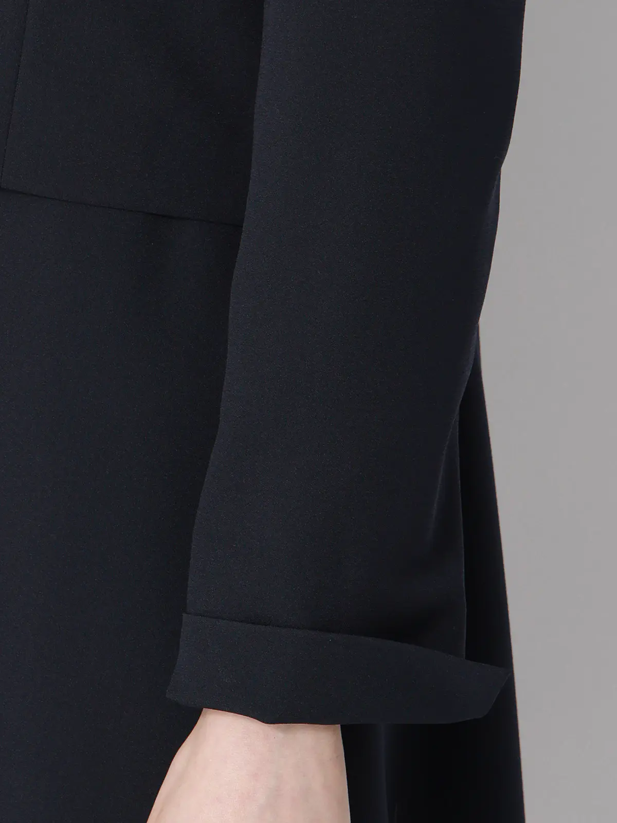 WEB限定／ジャケット＆ワンピースセットアップ／ノーカラー／ウォッシャブル／フォーマル／無地 ネイビー 36(7号）