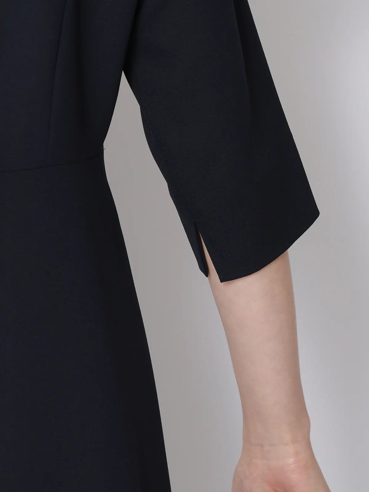 WEB限定／ジャケット＆ワンピースセットアップ／ノーカラー／ウォッシャブル／フォーマル／無地 ネイビー 36(7号）