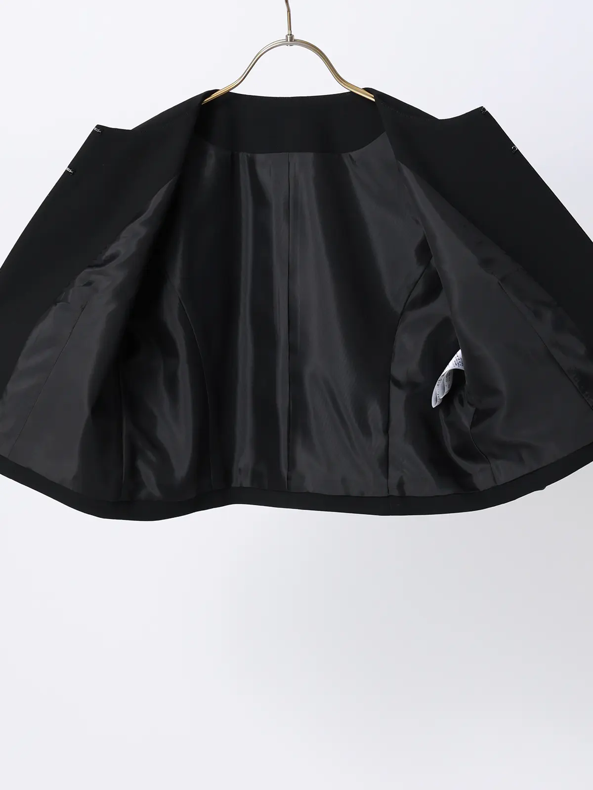 WEB限定／ジャケット＆ワンピースセットアップ／ノーカラー／ウォッシャブル／フォーマル／無地 ブラック 36(7号）