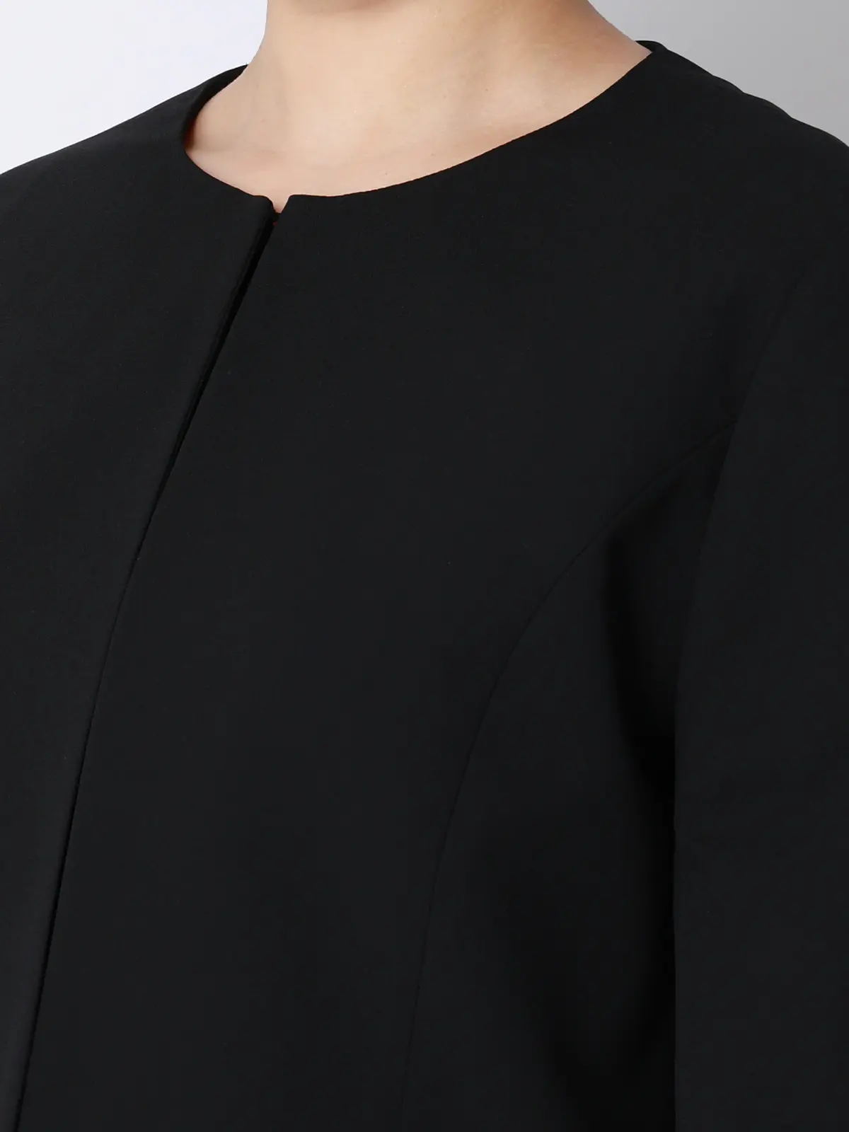 WEB限定／ジャケット＆ワンピースセットアップ／ノーカラー／ウォッシャブル／フォーマル／無地 ブラック 36(7号）