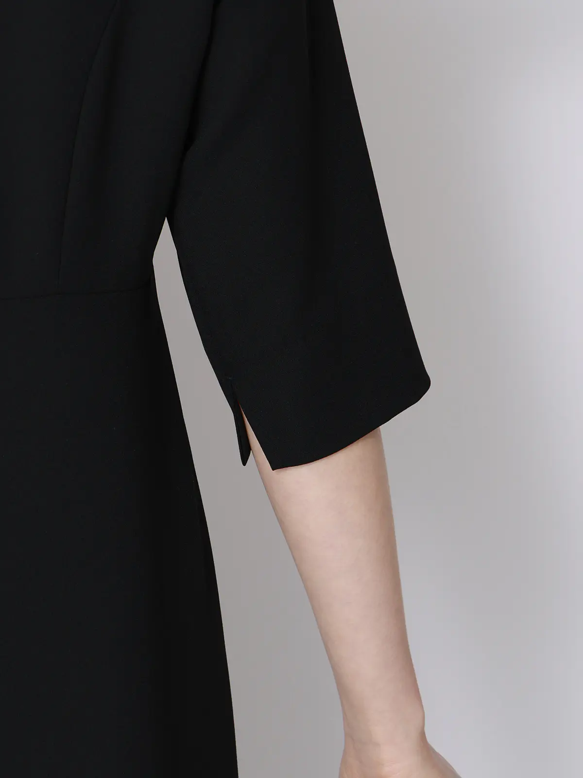 WEB限定／ジャケット＆ワンピースセットアップ／ノーカラー／ウォッシャブル／フォーマル／無地 ブラック 36(7号）