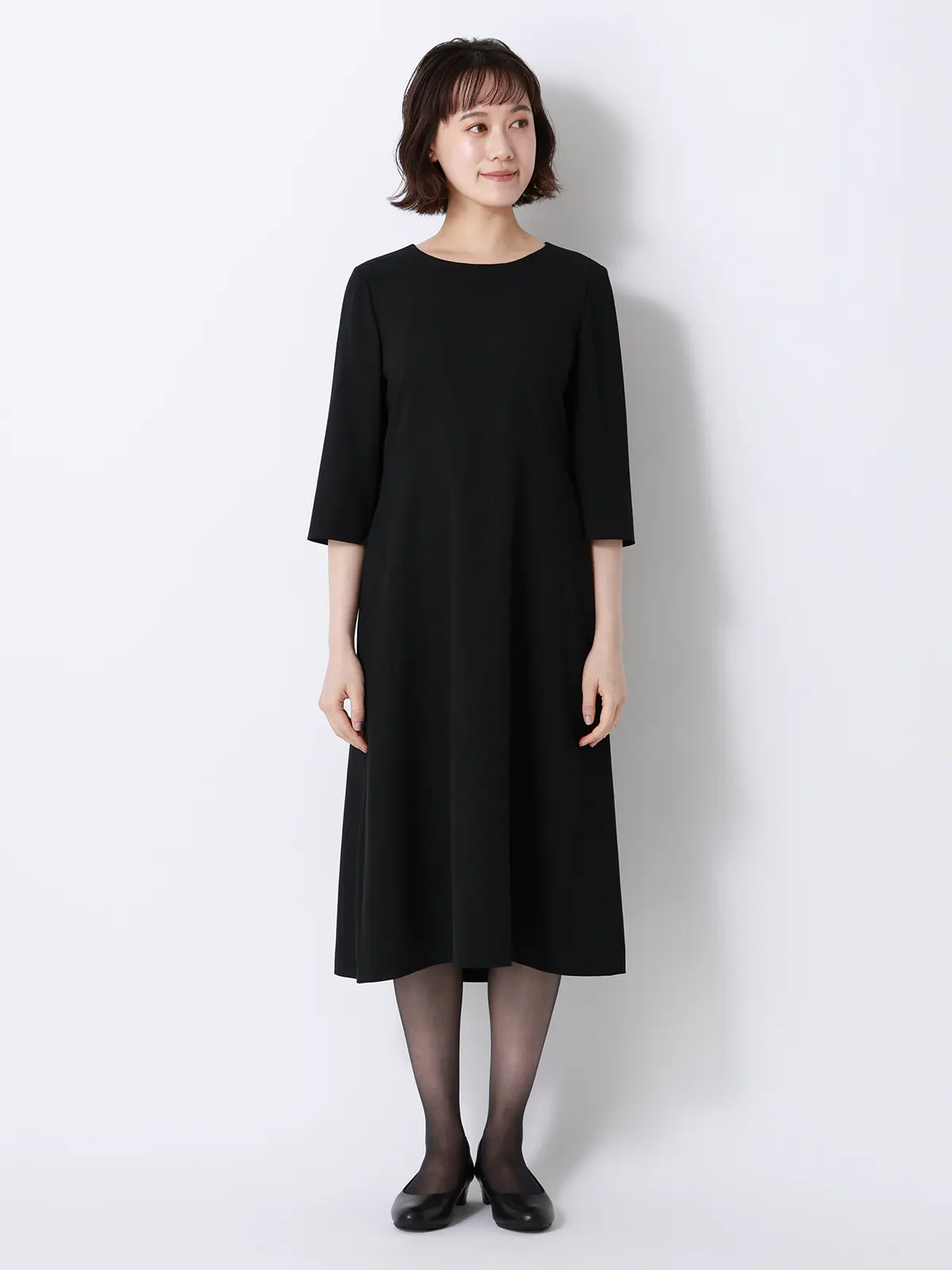 WEB限定／ジャケット＆ワンピースセットアップ／ノーカラー／ウォッシャブル／フォーマル／無地 ブラック 36(7号）