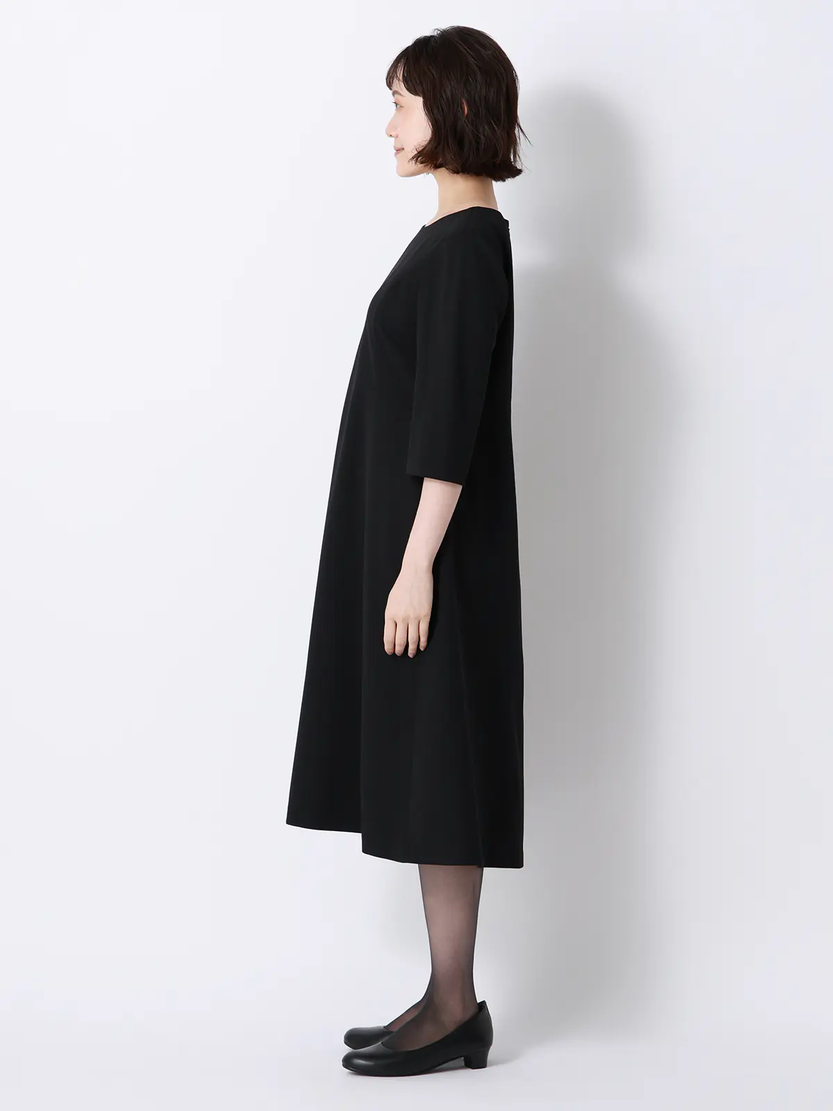 WEB限定／ジャケット＆ワンピースセットアップ／ノーカラー／ウォッシャブル／フォーマル／無地 ブラック 36(7号）