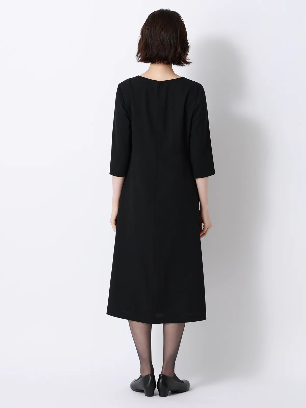 WEB限定／ジャケット＆ワンピースセットアップ／ノーカラー／ウォッシャブル／フォーマル／無地 ブラック 36(7号）