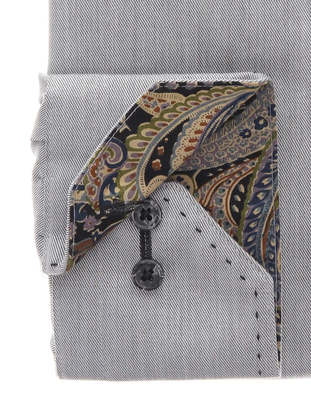 ワイシャツ／長袖／ノンアイロン／形態安定／ボタンダウンカラー／織柄／BASIC／ドレスシャツ グレー 首周り:37cm,裄丈:80cm