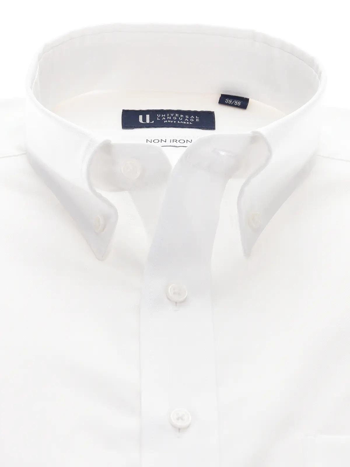 ワイシャツ/長袖/ノンアイロン/形態安定/ボタンダウンカラー/無地/BASIC/ドレスシャツ ホワイト 首周り:37cm,裄丈:80cm