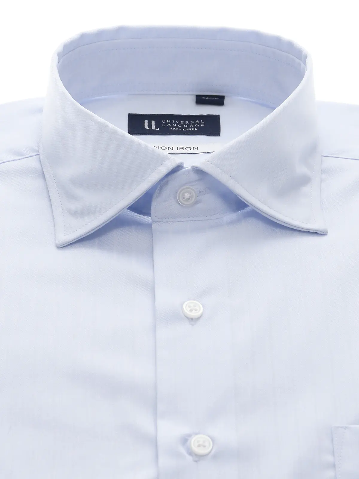 ワイシャツ/長袖/ノンアイロン/形態安定/ワイドカラー/BASIC/ドレスシャツ サックス 首周り:37cm,裄丈:80cm