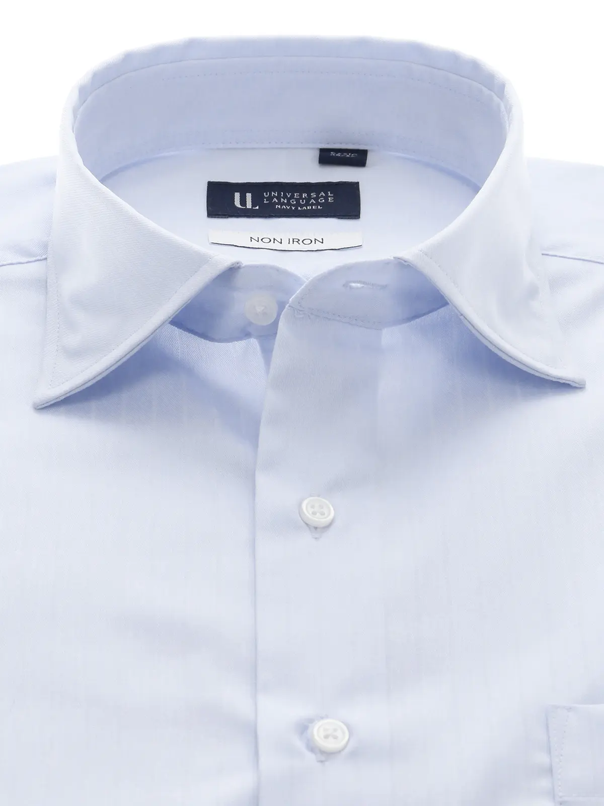 ワイシャツ/長袖/ノンアイロン/形態安定/ワイドカラー/BASIC/ドレスシャツ サックス 首周り:37cm,裄丈:80cm