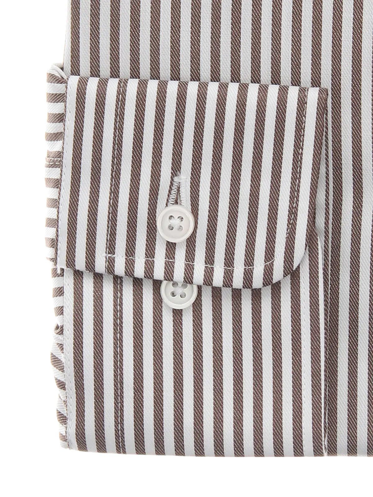 ワイシャツ/長袖/ノンアイロン/形態安定/ワイドカラー/ストライプ/BASIC/ドレスシャツ ブラウン 首周り:37cm,裄丈:80cm