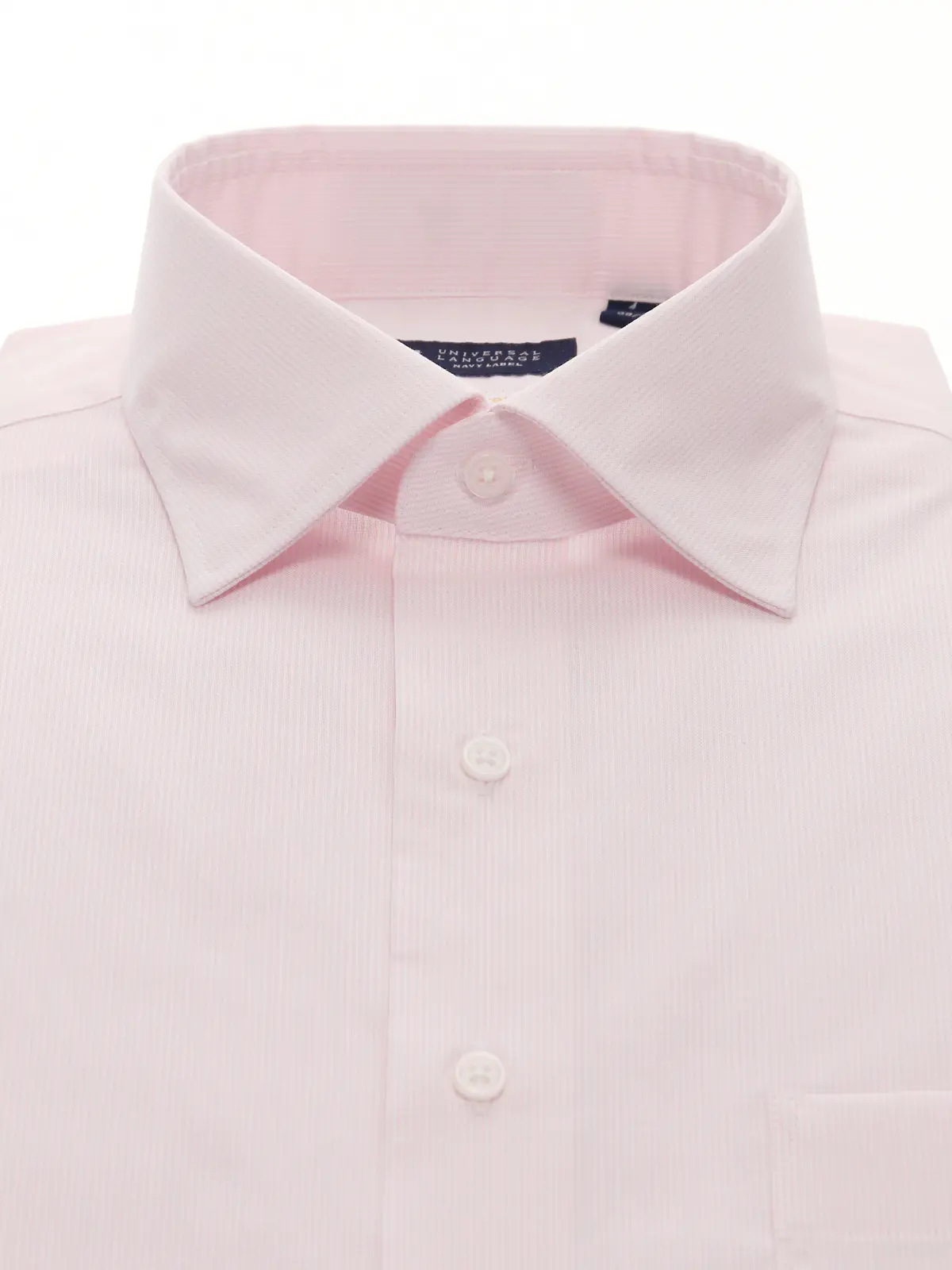 ワイシャツ／長袖／ノンアイロンストレッチ／3BLOCK／ワイドカラー／BASIC／ドレスシャツ ピンク 首周り:37cm,裄丈:80cm