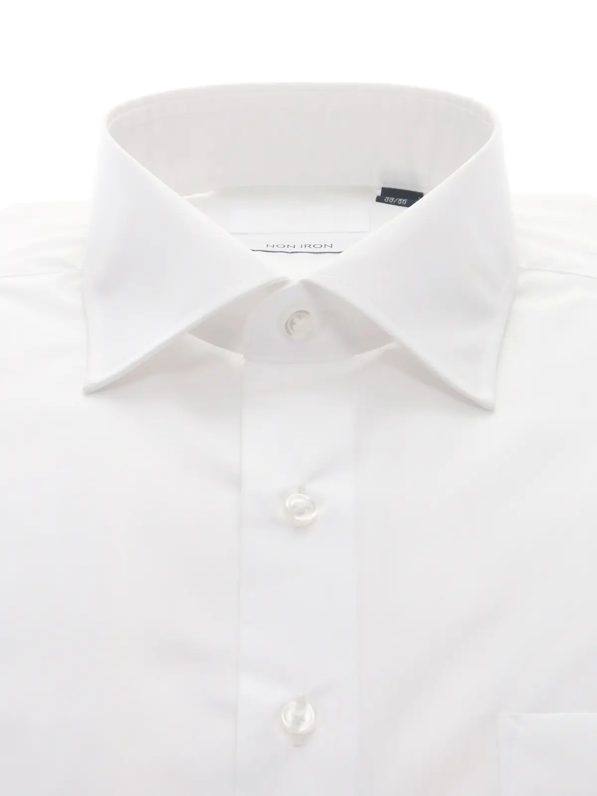 ワイシャツ/長袖/ノンアイロン/形態安定/ワイドカラー/無地/BASIC/ドレスシャツ ホワイト 首周り:37cm,裄丈:80cm