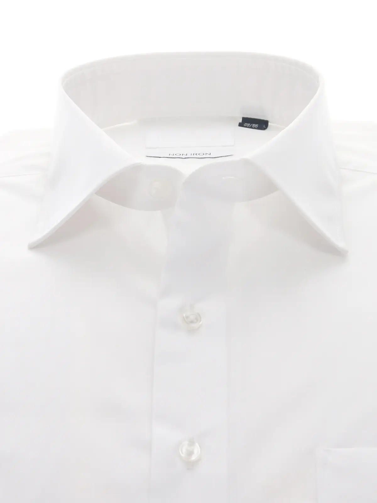 ワイシャツ/長袖/ノンアイロン/形態安定/ワイドカラー/無地/BASIC/ドレスシャツ ホワイト 首周り:37cm,裄丈:80cm