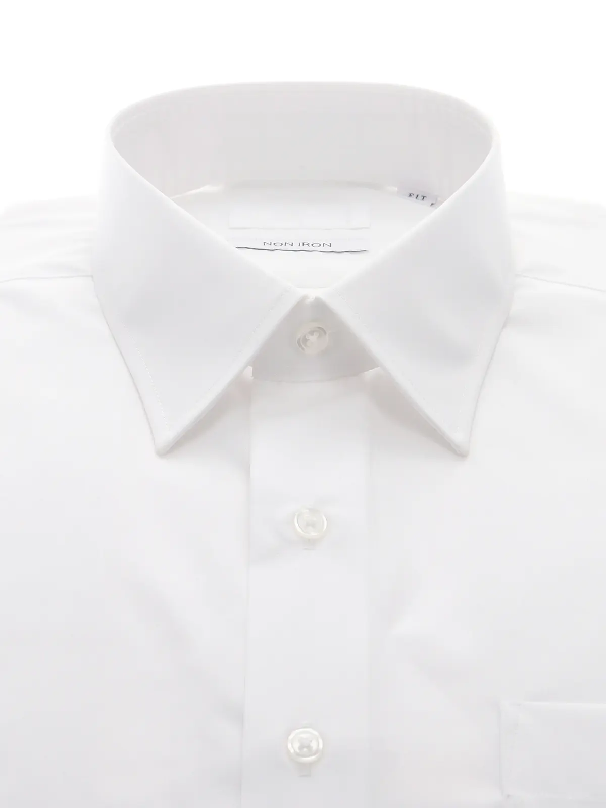 ワイシャツ／長袖／ノンアイロン／形態安定／レギュラーカラー／無地／FIT／ドレスシャツ ホワイト 首周り:37cm,裄丈:80cm