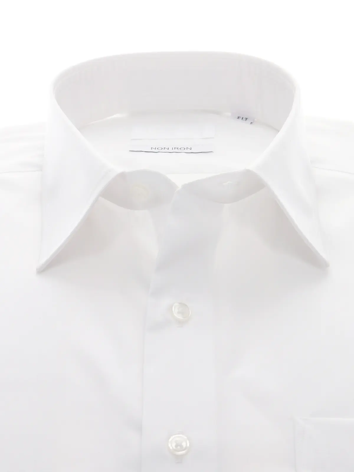 ワイシャツ／長袖／ノンアイロン／形態安定／レギュラーカラー／無地／FIT／ドレスシャツ ホワイト 首周り:37cm,裄丈:80cm